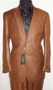  Mens Designer 2-Button With Sheen Rust ~ Peach Sharkskin Suit 