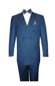  Mens Extra Fine Classic Double Breasted Suit Cobalt ~ Indigo ~ Bright