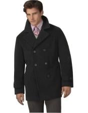  COAT08 Mens Dress Coat Wool BlendBroad lapel High-buttoned collars black Mens Overcoat/Double