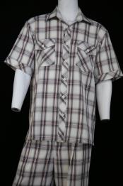  Mens Dual Pocket Short Sleeve Black Scottish Crosshatch Pattern