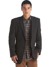 Men's Side Vented Jacket & Flat Front Pants Grey Plaid Two-Button Suit