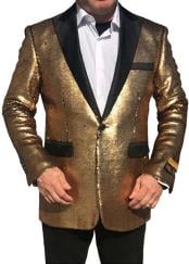   Alberto Nardoni Shiny Gold Black Lapel paisley look Fashion Tuxedo sport