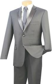  Vinci Slim Fit Tuxedo 2-Button Style Jacket Grey ~ Gray