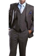  Mens 3 Piece Big & Tall Grey Executive Pinstripe Suit