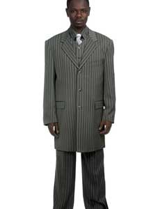  Mens Zoot Suit ILCO8180 Mens Stylish Grey Pinstripe Suit & Bold Pronounce