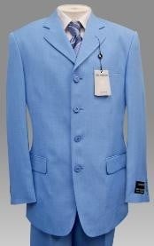 3 Piece Fashion Long length Zoot Suit For sale ~ Pachuco men's Suit Perfect  for Wedding Powder Sky Light Blue Tone On Tone Shadow Stripe ~ Pinstripe