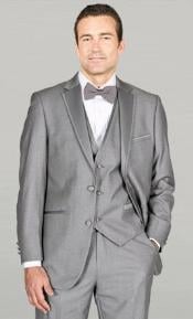  Light Grey ~ Gray Framed  with Vest Microfiber Wedding Fashion Tuxedo