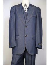  Mens Dark navy blue Suit For Men brass & faux leather accents