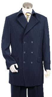  Mens Triple Breasted 6 Button Double Breasted Suit Fashion Suit Dark Navy