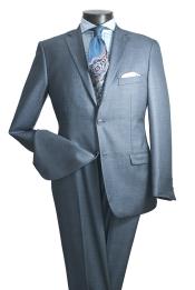  Smoky Blue ~ Mens 2 Button Slim Fit Light Blue sharkskin suit