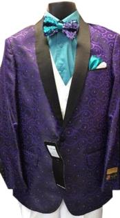  Alberto Nardoni Designer Mens Purple Floral ~ Paisley Sport Coat Blazer Dinner