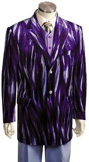  Mens Entertainer Purple Velvet Cool Sparkly Zebra Print Suit