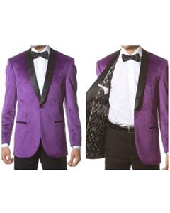  Velvet Blazer - Mens Velvet Jacket Velvet Shawl Collar Dinner Smoking Purple