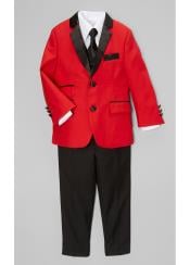  Kids Red And Black Lapel Boy suit & Cheap Priced Blazer Jacket