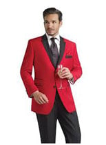  Mens Red Suit Fashion Tuxedo Jacket with Black & Black Trousers For