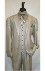  Mens Three Piece Suit - Vested Suit Mens fabric Satin Lined Metallic