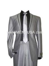  Mens Gray Silver Grey Tux ~ Black Lapel Suit
