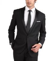 Fitted Slim Fit Cut Traditional Tuxedo Black