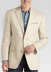  Mens Summer Blazer 2 Button Linen Classic Fit Sport Coat Tan