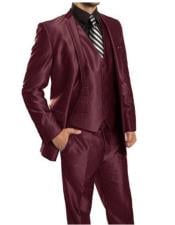  Mens  Sharkskin Burgundy ~ Wine ~ Maroon Suit vested Cheap Priced
