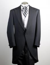  Mens 100% Worsted Wool Black Cutaway Jacket with the tail suit tuxedo