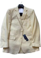  Seersucker Suit Mens Yello Cotton Blend Modern Fit Suits One Chest Pocket