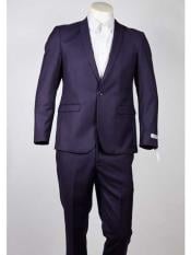  Mens One Button Slim Fit Purple  Peak Lapel Suit