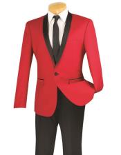   Mens One Button red and black lapel 2 toned tuxedo Dinner
