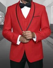  Mens Shawl Lapel With Trim Red Sport Coat Dinner Jacket With Trim