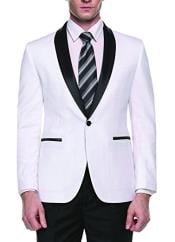   Alberto Nardoni Brand Mens White Slim Fit One Button Shawl Lapel