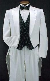  All White Suit For Men Classic Fashion Basic Full Dress Tailcoat Tuxedo