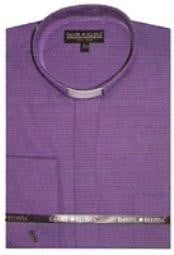  Mens mandarin collarless Preacher Round Style purple shirts~Poly&cotton fabric dress Mens Dress