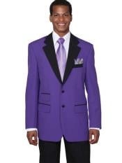  Mens Purple 2 Button Black Collar Jacket Tuxedo