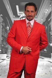  Gianni Mens Red Suit  not poly-rayon Suit 3 Button Super 120S