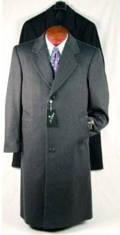  Darkest Charcoal Gray Mens Dress Coat Long Mens Dress Topcoat - Winter