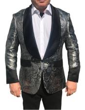  Alberto Nardoni Brand Menss Shawl Collar Fancy Sharkskin Chinese Style Party Blazer