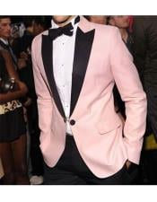  Alberto Nardoni Brand Baby Pink Velvet Tuxedo Dinner Jacket Blazer Sport coat