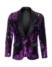   Mens Purple Sequin Blazer - Purple Sport Coat