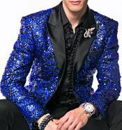  Glitter Sparkly Royal ~ Black Mens Sequin Paisley Dinner Jacket Tuxedo