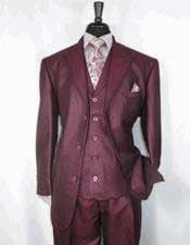  Mens Sharkskin Burgundy ~ Wine ~ Maroon Suit Cheap Priced Business Suits