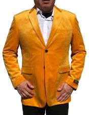   Mens Gold ~ Mustard ~ Yellow 2 Buttons Velvet Jacket 