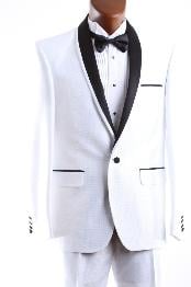  Mens 1 Button All White Suit For Men 3 Pcs Vested Slim