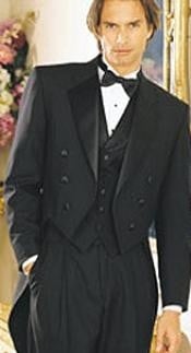  Mens Black Six Button Tailcoat Tuxedo Jacket with the tail suit