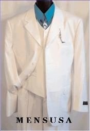  Soft Notch Collar Touch Three Piece Suit - All White Suit 