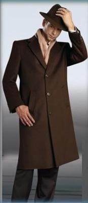  Mens Dress Coat Chocolate Brown Long Mens Dress Topcoat - Winter coat