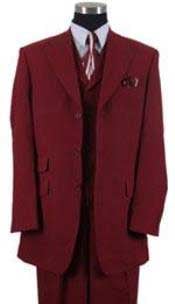Three Buttons Burgundy Suit