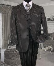  Mens Three Piece Suit - Vested Suit Charcoal Bold Chalk 3 Piece