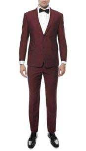  Mens Two Button Classic Burgundy ~ Wine ~ Maroon Suit  Slim