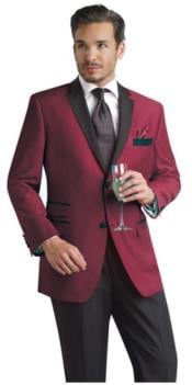  Black and Burgundy ~ Maroon Suit ~ Wine Color Two Button 
