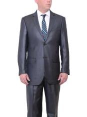  Mens Big & Tall 2 Button Classic Fit Side Vents Sharkskin Charcoal